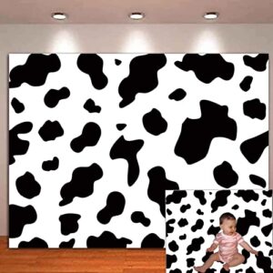 hqm 8x6ft soft fabric/polyester cow party photography backdrops black and white farm animal happy birthday photo background kid’s newborn baby shower banner props, 8x6ft(240x180cm）