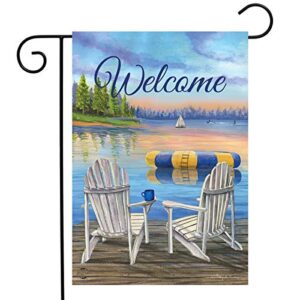 waterfront retreat nautical garden flag summer welcome adirondack 12.5″ x 18″