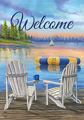 Waterfront Retreat Nautical Garden Flag Summer Welcome Adirondack 12.5" x 18"