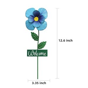 6 Pcs Metal Flower Decorative Garden Stakes, hogardeck 12" Outdoor Garden Decor Shaking Head Sunflowers Daisy Ornament, Yard Art Spring Decorations for Indoor Pathway Patio Lawn (Multi-Color)