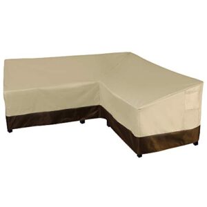 willstar v shaped patio sectional sofa cover upgrade 420d waterproof & dustproof outdoor furniture cover garden couch cover (115″ l x 33.5″ d x 31″ h, beige)