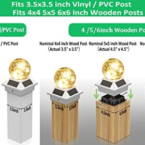 Solar Outdoor Post Cap Lights,Solar Powered Caps for Posts,Fence Deck,Patio,Garden,Post Caps Warm White Waterproof Solar Operated Outdoor Lights for 4x4 Wood,3.5x3.5 Vinyl Posts 4 Pack