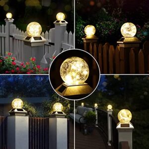 Solar Outdoor Post Cap Lights,Solar Powered Caps for Posts,Fence Deck,Patio,Garden,Post Caps Warm White Waterproof Solar Operated Outdoor Lights for 4x4 Wood,3.5x3.5 Vinyl Posts 4 Pack