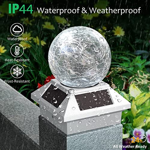 Solar Outdoor Post Cap Lights,Solar Powered Caps for Posts,Fence Deck,Patio,Garden,Post Caps Warm White Waterproof Solar Operated Outdoor Lights for 4x4 Wood,3.5x3.5 Vinyl Posts 4 Pack