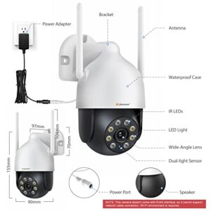 Jennov 2K Security Camera Wireless Outdoor, Plug-in Smart Security Camera 3Mp WiFi Surveillance System,Color Night Vision, Motion Detection, Two-Way Audio, Easy Set Up