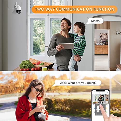 Jennov 2K Security Camera Wireless Outdoor, Plug-in Smart Security Camera 3Mp WiFi Surveillance System,Color Night Vision, Motion Detection, Two-Way Audio, Easy Set Up