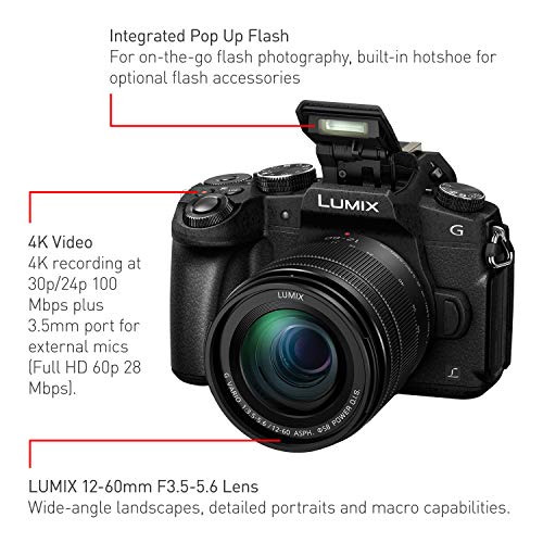 Panasonic LUMIX G85 4K Digital Camera, 12-60mm Power O.I.S. Lens, 16 Megapixel Mirrorless Camera, 5 Axis In-Body Dual Image Stabilization, 3-Inch Tilt and Touch LCD, DMC-G85MK (Black)