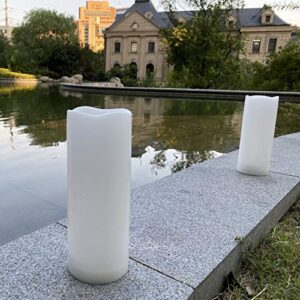 2 Pack Outdoor Flameless Pillar Candles with Remote and Timer Waterproof Battery Operated Electric LED Candle Set for Gift Home Décor Party Wedding Supplies Garden Christmas Decoration, 3” x 8”