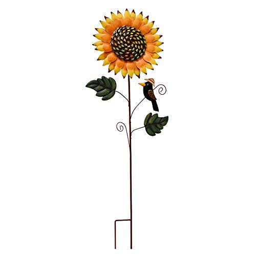 Spring Garden Decor Decorative Garden Stakes Metal Sunflower Yard Sign Flower Lawn Art Planter Stake for Party Pathway Walkway Patio Indoor Outdoor Decoration (33.5" H)