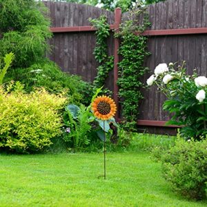 Spring Garden Decor Decorative Garden Stakes Metal Sunflower Yard Sign Flower Lawn Art Planter Stake for Party Pathway Walkway Patio Indoor Outdoor Decoration (33.5" H)