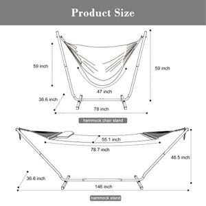 SUNCREAT 2-in-1 Convertible Hammock and Stand, Stand Alone Hammock for Backyard, Patio, Garden, Patent Pending, Blue Stripes