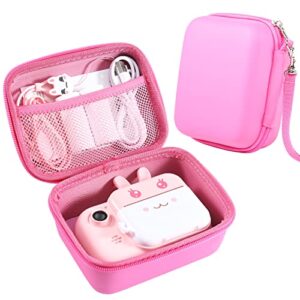 minibear kids camera case compatible kids camera, case for camera for kids and kids action camera accessories, 6.1 x 4.9 x 3.4 inch shockproof storage box fits for most kids camera (pink)