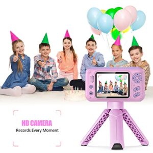 PURULU Kids Camera with Flip-up Lens for Selfie & Video, HD Digital Camera with 32GB SD Card, Ideal for 3-8 Years Old Girls Boys on Birthday Christmas Party as Gift