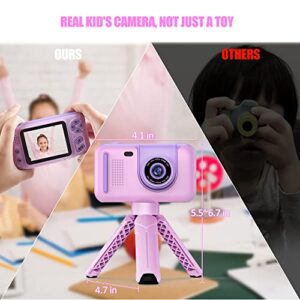 PURULU Kids Camera with Flip-up Lens for Selfie & Video, HD Digital Camera with 32GB SD Card, Ideal for 3-8 Years Old Girls Boys on Birthday Christmas Party as Gift