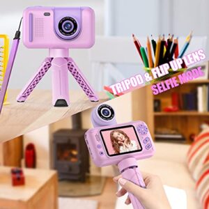 PURULU Kids Camera with Flip-up Lens for Selfie & Video, HD Digital Camera with 32GB SD Card, Ideal for 3-8 Years Old Girls Boys on Birthday Christmas Party as Gift