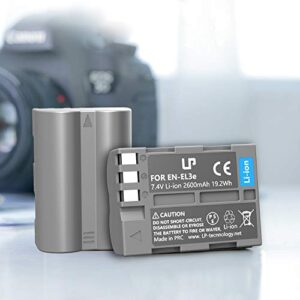 LP EN-EL3e Battery, Battery, Replacement for Nikon EN EL3e, EL3, EL3a, Compatible with Nikon D700, D300s, D300, D200, D100, D90, D80, D70s, D70, D50, MH-18, MH-18a, MH-19, MB-D200, MB-D10 & More