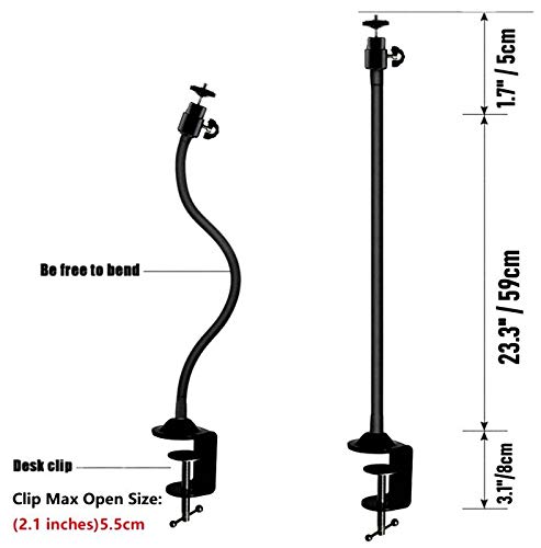 25 inch Flexible Jaw Arm Clamp Mount Holder Stand Compatible with Logitech Webcam C920s C925e C922 C930 C615 Brio StreamCam