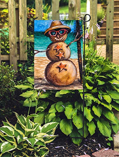 Texupday Smile Sunglasses Snowman Sunbathing on the Beach Hawaii Winter Garden Flag Outdoor Yard Flag 12" x 18"