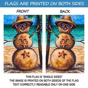 Texupday Smile Sunglasses Snowman Sunbathing on the Beach Hawaii Winter Garden Flag Outdoor Yard Flag 12" x 18"