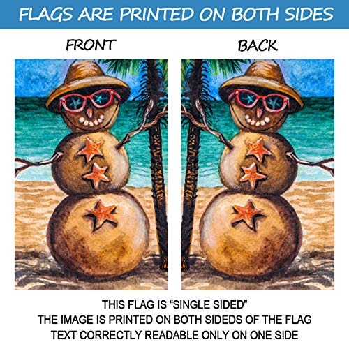 Texupday Smile Sunglasses Snowman Sunbathing on the Beach Hawaii Winter Garden Flag Outdoor Yard Flag 12" x 18"