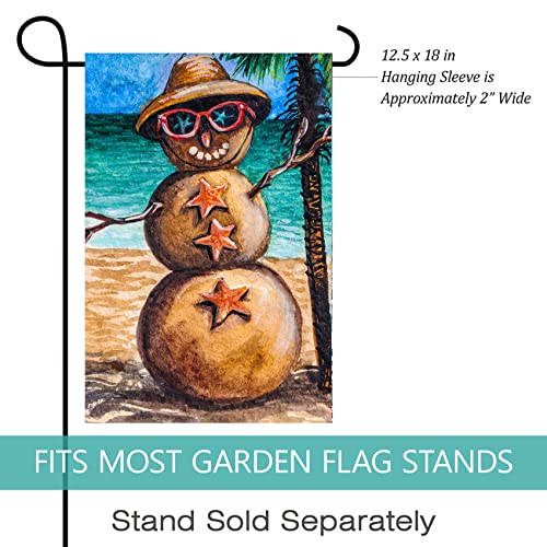 Texupday Smile Sunglasses Snowman Sunbathing on the Beach Hawaii Winter Garden Flag Outdoor Yard Flag 12" x 18"