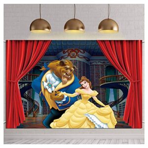 beauty and the beast photography backdrop red curtain castle background 7x5ft happy birthday photo background kids beauty and the beast engagement birthday party decorations banner