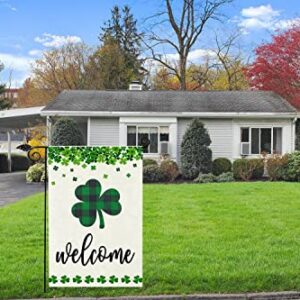 Welcome St Patricks Day Garden Flag 12.5x18 Inch Double Sided, Spring Holiday Farmhouse Yard Outdoor Decor