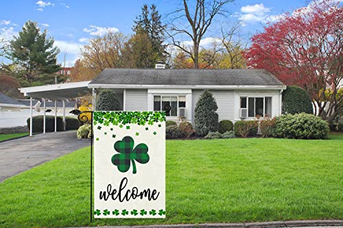 Welcome St Patricks Day Garden Flag 12.5x18 Inch Double Sided, Spring Holiday Farmhouse Yard Outdoor Decor