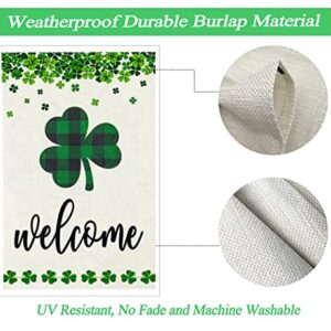 Welcome St Patricks Day Garden Flag 12.5x18 Inch Double Sided, Spring Holiday Farmhouse Yard Outdoor Decor