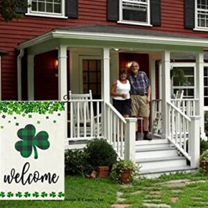 Welcome St Patricks Day Garden Flag 12.5x18 Inch Double Sided, Spring Holiday Farmhouse Yard Outdoor Decor