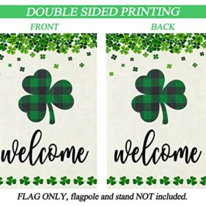 Welcome St Patricks Day Garden Flag 12.5x18 Inch Double Sided, Spring Holiday Farmhouse Yard Outdoor Decor