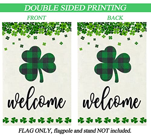 Welcome St Patricks Day Garden Flag 12.5x18 Inch Double Sided, Spring Holiday Farmhouse Yard Outdoor Decor