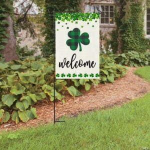 Welcome St Patricks Day Garden Flag 12.5x18 Inch Double Sided, Spring Holiday Farmhouse Yard Outdoor Decor