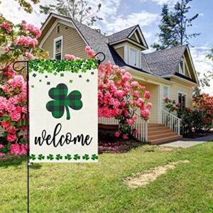 Welcome St Patricks Day Garden Flag 12.5x18 Inch Double Sided, Spring Holiday Farmhouse Yard Outdoor Decor