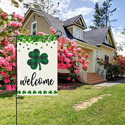 Welcome St Patricks Day Garden Flag 12.5x18 Inch Double Sided, Spring Holiday Farmhouse Yard Outdoor Decor