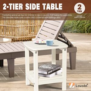 LovoIn Adirondack Table Outdoor Rectangular Side Table, Easy-Maintenance & Weather-Resistant Poly Lumber End Tables for Patio, Garden, Lawn, Indoor Outdoor Companion (Beige)