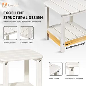 LovoIn Adirondack Table Outdoor Rectangular Side Table, Easy-Maintenance & Weather-Resistant Poly Lumber End Tables for Patio, Garden, Lawn, Indoor Outdoor Companion (Beige)