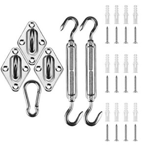 shade sail installation hardware kit for triangle, 6 inch 304 grade stainless steel hardware for patio garden outdoors