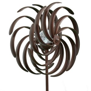 the lakeside collection solar-powered garden spinner – double spiral wind sculpture for yards and patios