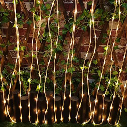 Solar Rope Lights Outdoor, 2 Pack 100 LED Solar String Lights Waterproof 8 Lighting Modes 33ft Copper Wire Fairy Lights for Fence Garden Patio Yard Hall Wedding Party Christmas Halloween (Warm White)