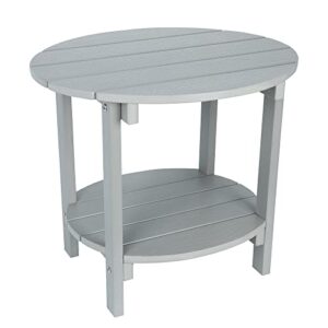 byzane double adirondack side table, patio outdoor end table weather resistant,round table for patio, garden, lawn, indoor outdoor companion, grey