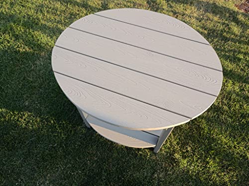 Byzane Double Adirondack Side Table, Patio Outdoor End Table Weather Resistant,Round Table for Patio, Garden, Lawn, Indoor Outdoor Companion, Grey