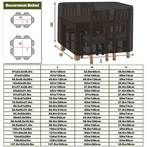 Gicov Patio Furniture Cover Waterproof Heavy Duty Rectangle Table Chair Set Cover UV Resistant Outdoor Dining Table Furniture Set Sofa Cover Extra Large