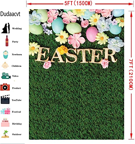 Dudaacvt 5x7ft Easter Backdrop Happy Easter Backdrops Easter Colorful Eggs Backdrop Children Kids Adult Easter Party Decorations Banner