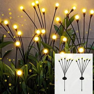 2 Pack Solar Garden Lights, Solar Powered Firefly Lights Outdoor Waterproof, Solar Starburst Swaying Lights When Wind Blows, Solar Outdoor Decor Light for Landscape, Pathway, Yard, Patio(Warm White)