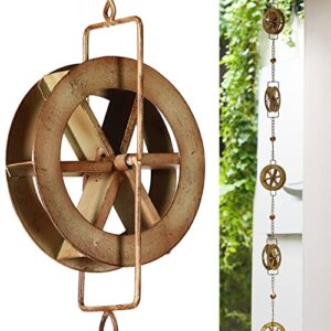 ainisis 5-7/10-feet gutter rain chain,water wheel rain catcher chain outdoor garden decorative art
