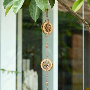 AINISIS 5-7/10-Feet Gutter Rain Chain,Water Wheel Rain Catcher Chain Outdoor Garden Decorative Art