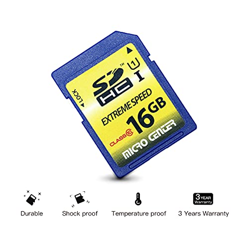 16GB Class 10 SDHC Flash Memory Card Standard Full Size SD Card USH-I U1 Trail Camera Memory Card by Micro Center (2 Pack)