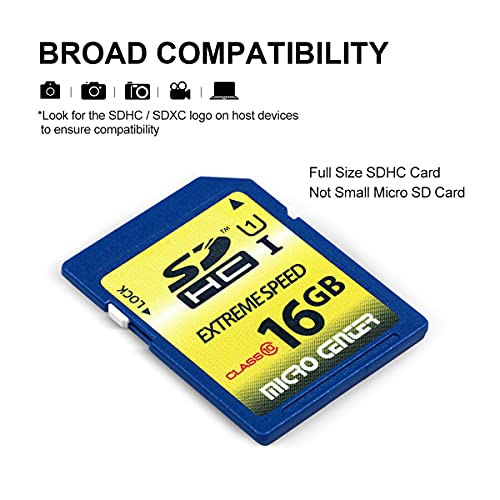 16GB Class 10 SDHC Flash Memory Card Standard Full Size SD Card USH-I U1 Trail Camera Memory Card by Micro Center (2 Pack)