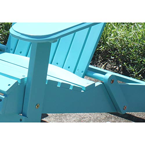 Merry Garden Northbeam Outdoor Lawn Garden Portable Foldable Wooden Adirondack Accent Chair,Deck,Porch,Pool and Patio Seating with 250 Pound Capacity,Teal